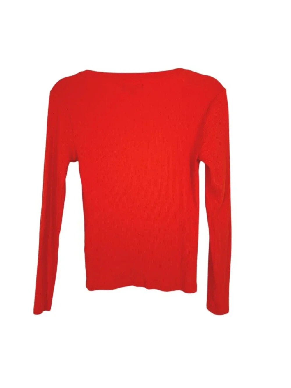 J.Crew Ribbed Long Sleeve Orange Top Size Small Casual Chic Clean Girl